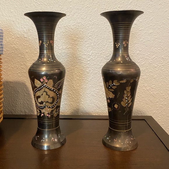 Accents Vintage Metal Etched Vase Set Of 2 Poshmark